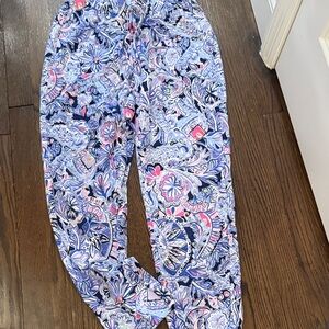 Lilly Pulitzer Blue and Pink Floral Pants